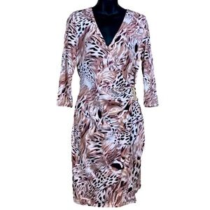 NWT Jennifer Lopez Marble Leopard Wrap Dress with Gold Buckle